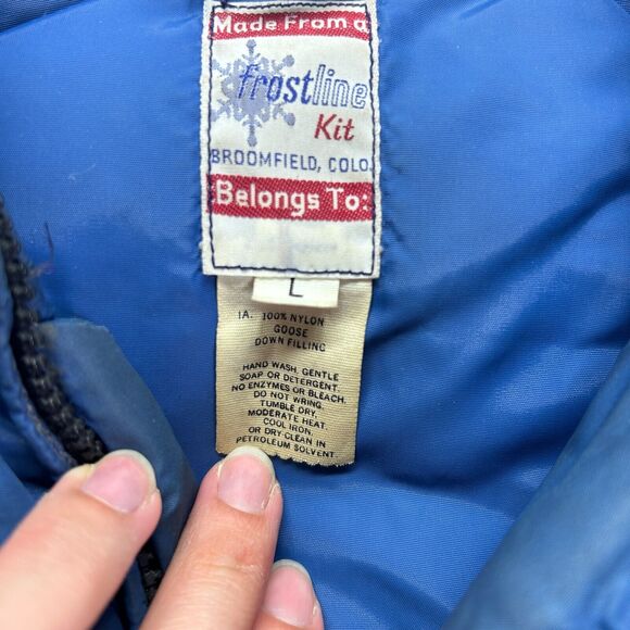 VTG Frostline Kit Jacket Womens Large Blue Belted Down Puffer Insulated Full Zip - Picture 5 of 14